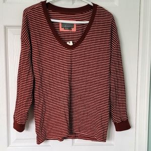Anthropologie Women's Long Sleeve Striped Top Size L